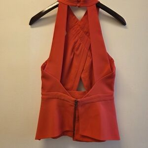 BCBGMaxAzria Red Sleeveless Backless Bodysuit